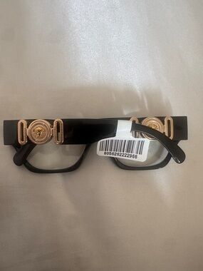 Versace Black Cat-Eye Women's Glasses with Subtle Gold Accents